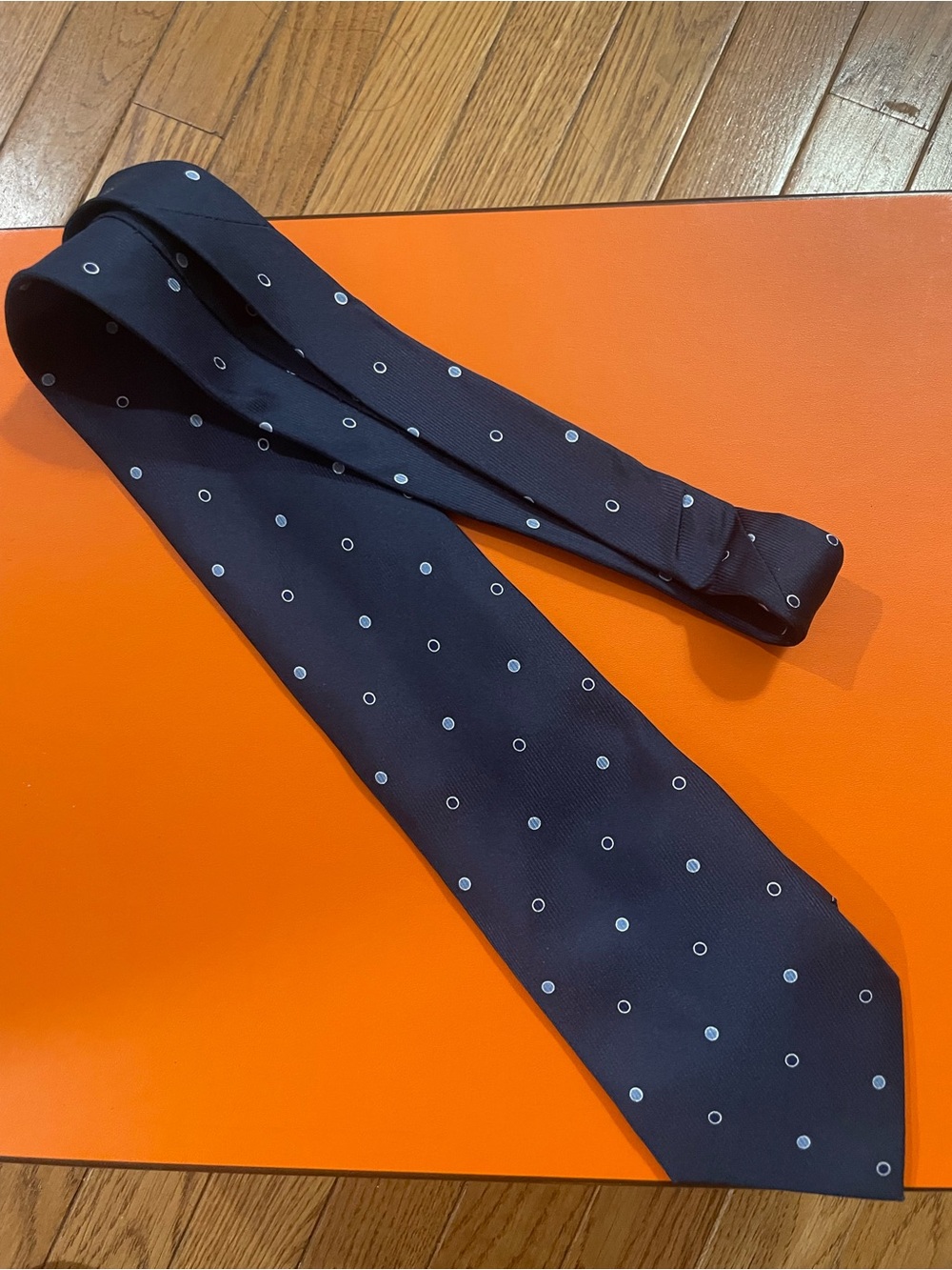 Nautica Navy 100% Silk Tie with Light Dot Pattern